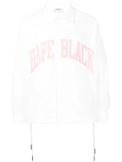 Bape Black *a Bathing Ape® Logo-print Long-sleeve Jacket In Weiss
