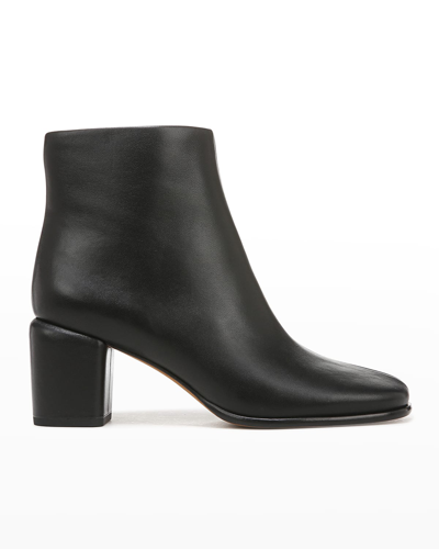 Vince Maggie Womens Leather Square Toe Ankle Boots In Black