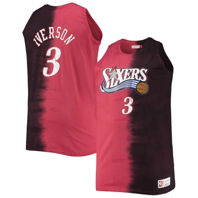 Mitchell & Ness Allen Iverson Red/black Philadelphia 76ers Big & Tall Profile Tie-dye Player Tank To In Red,black