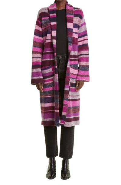 The Elder Statesman Stripe Cashmere Robe Sweater In Amrmrlrs | ModeSens