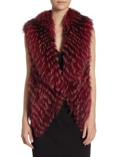 The Fur Salon Feathered Fox Fur Vest In Red