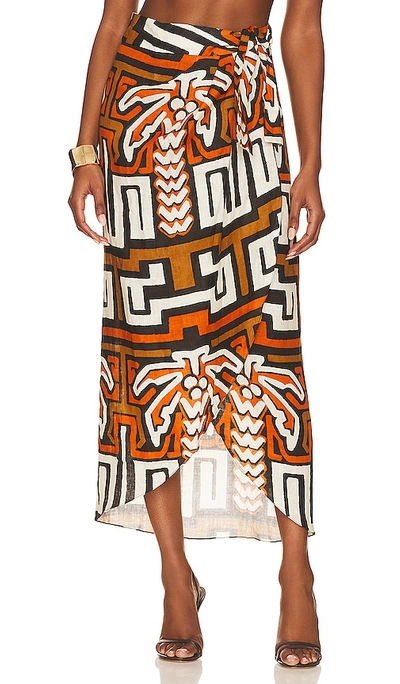 Johanna Ortiz Sea Of Sand Tropical Print Linen Wrap Skirt In Neutrals