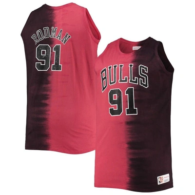 Mitchell & Ness Men's  Dennis Rodman Black, Red Chicago Bulls Big And Tall Profile Tie-dye Player Tan In Black,red