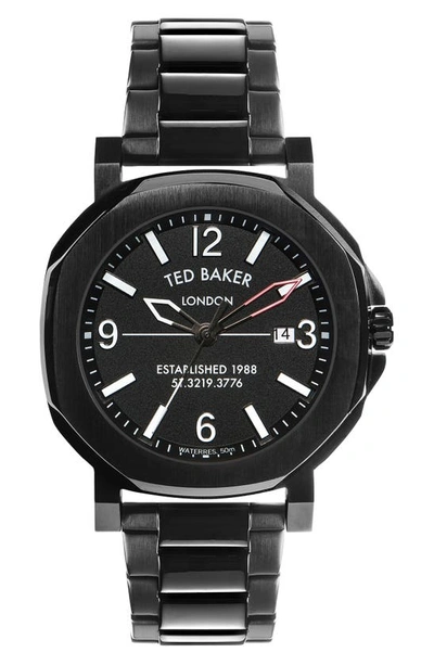 Ted Baker Men's Actonn Black Stainless Steel Bracelet Watch 44mm