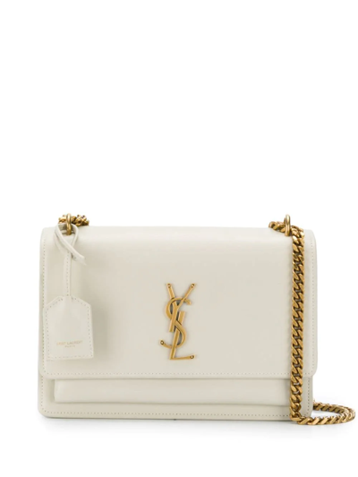 Saint Laurent Sunset Logo Shoulder Bag In Neutrals