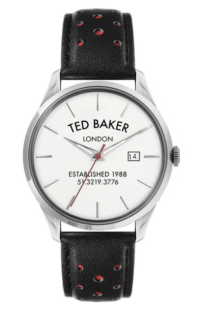 Ted Baker Men's Leytonn Brogue Black Leather Strap Watch 40mm