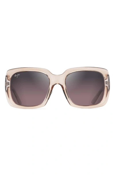 Maui Jim Polarized Oversized Square Sunglasses, 55mm In Transparent Pink