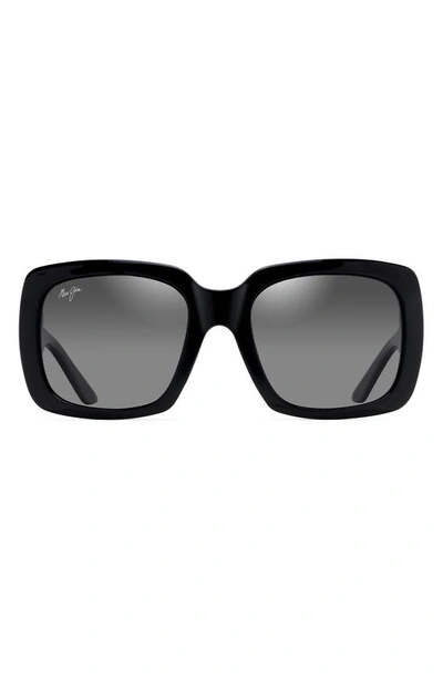 Maui Jim Two Steps 55mm Polarizedplus2® Square Sunglasses In Black Gloss
