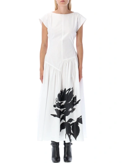Philosophy Di Lorenzo Serafini Flower Dropped Waist Open-back Midi Dress In White
