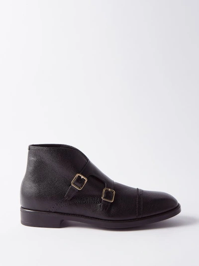 Tom Ford Grained-leather Double Monk-strap Boots In Black