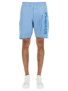 Alexander Mcqueen Man Light Blue Mcqueen Graffiti Shorts