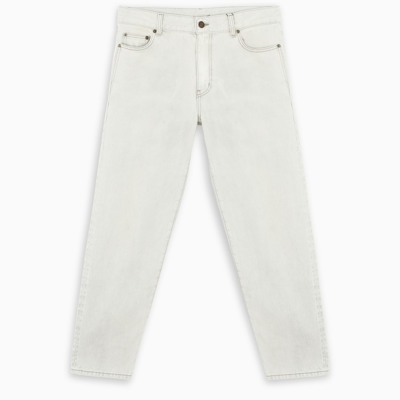 Saint Laurent Off White Cropped Jeans In Grey