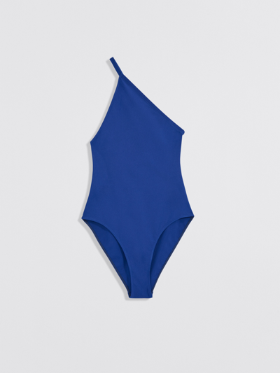 Filippa K Asymmetric Swimsuit In Cobalt Blue Shiny