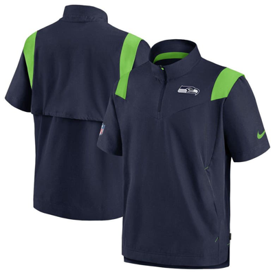 Nike Men's Sideline Coach Lockup (nfl Seattle Seahawks) Short-sleeve Jacket In Blue