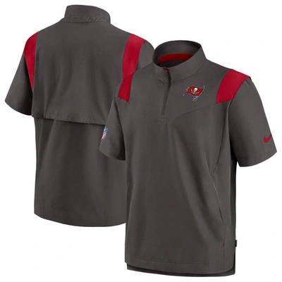 Nike Men's Sideline Coach Lockup (nfl Tampa Bay Buccaneers) Short-sleeve Jacket In Grey