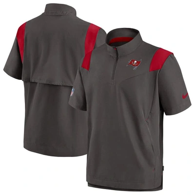 Nike Men's Sideline Coach Lockup (nfl Tampa Bay Buccaneers) Short-sleeve Jacket In Pewter