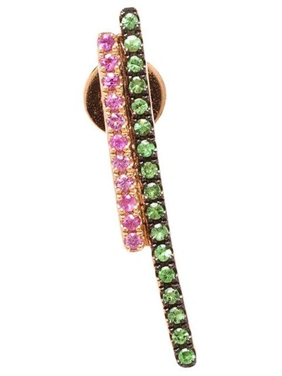 Asherali Knopfer Tsavorite And Sapphire Bar Earring In Multicolour
