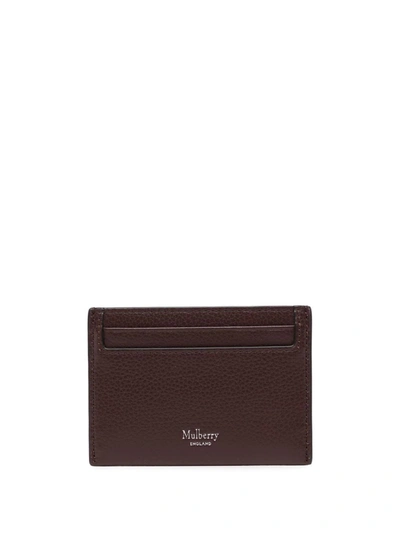 Mulberry Small Logo-embossed Pebbled Cardholder In Brown