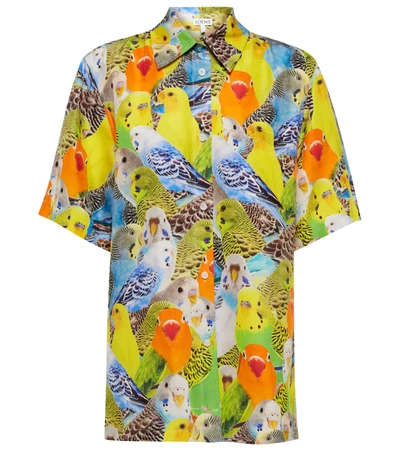 Loewe Women's Oversized Silk Parrot-print Shirt In Multi-colour