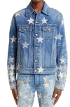 Amiri Men's Chemist Trucker Jacket With Flannel Stars In Blue