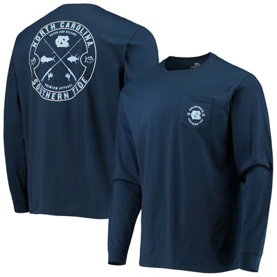 Southern Tide Men's  Navy North Carolina Tar Heels Catch And Release Long Sleeve T-shirt