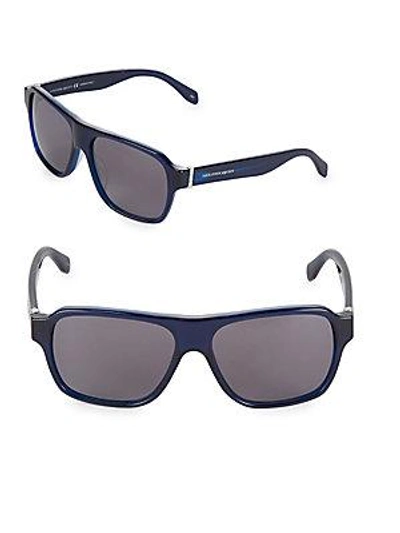 Alexander Mcqueen 57mm Rectangle Sunglasses In Blue