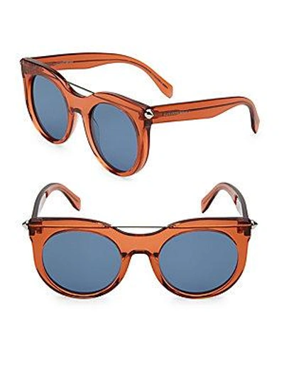 Alexander Mcqueen 52mm Round Sunglasses In Orange
