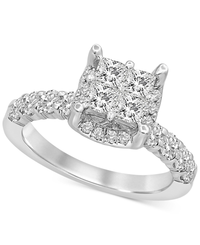 Macy's Diamond Princess Quad Cluster Engagement Ring (1-5/8 Ct. T.w.) In 14k White Gold