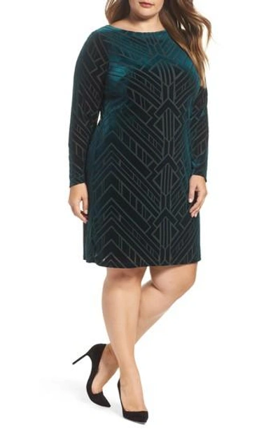 Vince Camuto Burnout Velvet Sheath Dress In Green