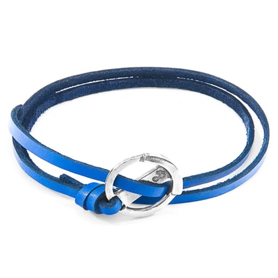 Anchor & Crew Royal Blue Ketch Anchor Silver & Flat Leather Bracelet