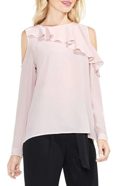 Vince Camuto Ruffle Cold Shoulder Top In Hush Pink