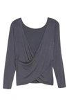 Beyond Yoga Twist Of Fate Pullover In Grey And Stormy