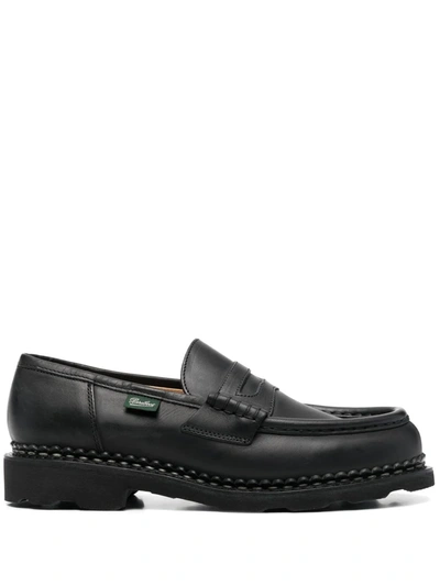 Paraboot Orsay Leather Moccassin Loafers In Black