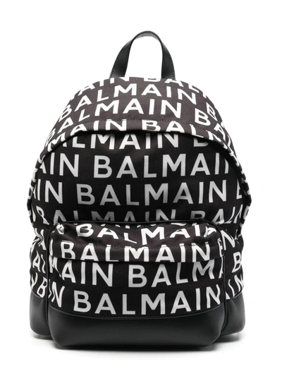 Balmain Logo-print Zip-around Backpack In Black