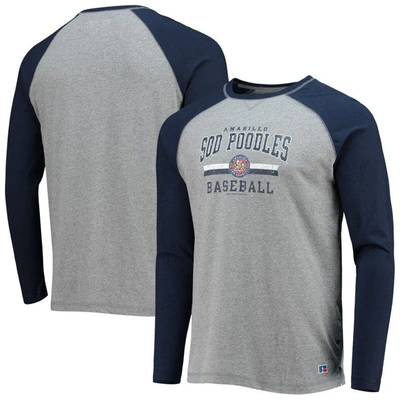 Boxercraft Navy/heathered Gray Amarillo Sod Poodles Long Sleeve Baseball T-shirt