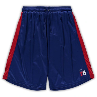 Fanatics Men's  Royal, Red Philadelphia 76ers Big And Tall Performance Shorts In Royal,red