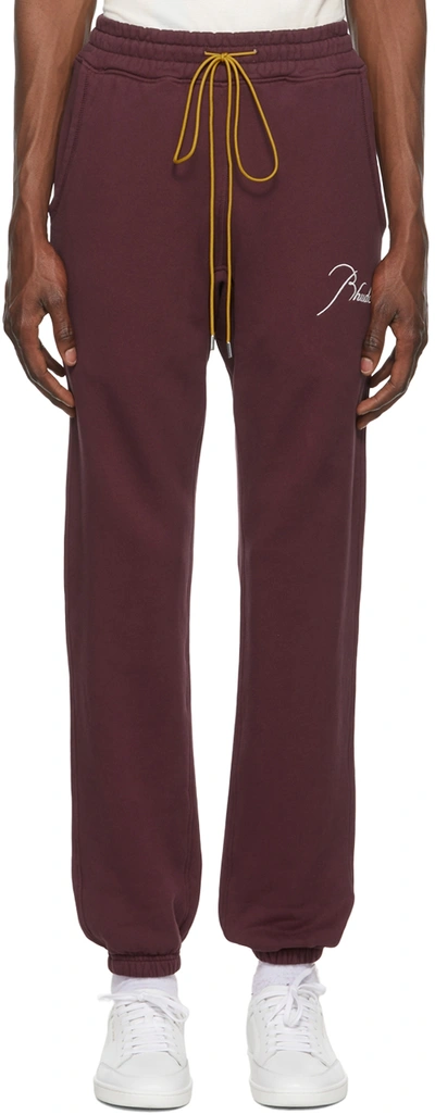 Rhude Tapered Logo-embroidered Cotton-jersey Sweatpants In Red