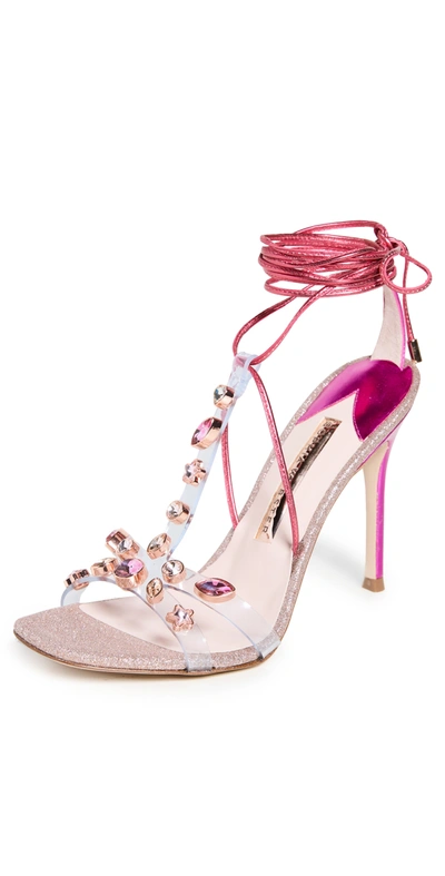 Sophia Webster Camille 100 Glitter Crystal-embellished Ankle-wrap Sandals In Fuchsia Metallic & Pink Crystal