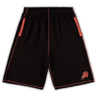 Profile Men's Black, Orange Phoenix Suns Big And Tall Contrast Stitch Knit Shorts In Black,orange