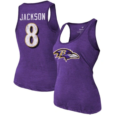 Majestic Threads Heathered Purple Baltimore Ravens Name & Number Tri-blend Tank Top