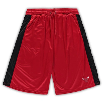 Fanatics Men's  Red, Black Chicago Bulls Big And Tall Performance Shorts In Red,black