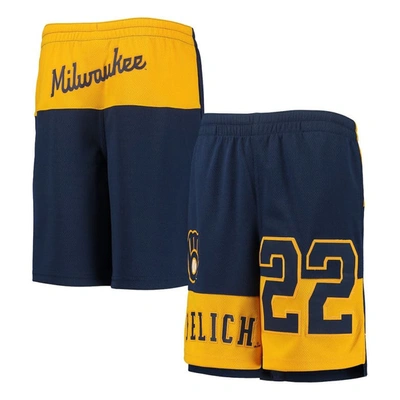 Outerstuff Kids' Big Boys Christian Yelich Navy Milwaukee Brewers Pandemonium Name And Number Shorts