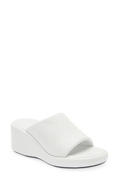 Balenciaga Women's Rise Leather Wedge Slide Sandals In White