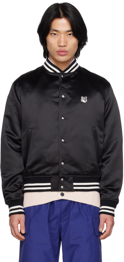 Maison Kitsuné Black Fox Head Bomber Jacket