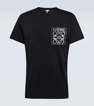 Loewe Anagram Embroidered-plaque Relaxed-fit Cotton-jersey T-shirt In Black