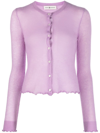 Tory Burch Mohair And Wool Blend Cardigan In Purple