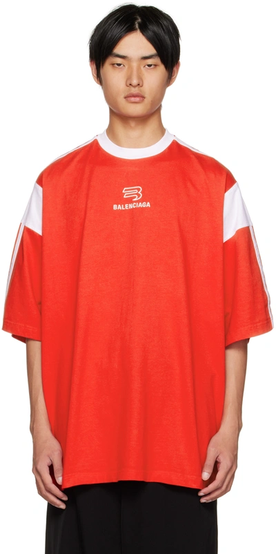 Balenciaga Red Oversized Sporty T-shirt | ModeSens