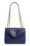 Saint Laurent Small Loulou Leather Shoulder Bag In Saphir