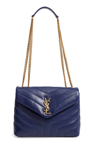 Saint Laurent Small Loulou Leather Shoulder Bag In Saphir