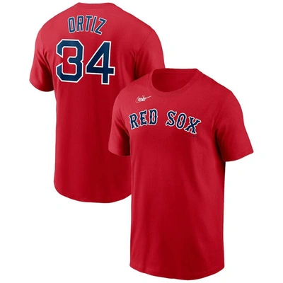 Nike Men's  David Ortiz Red Boston Red Sox Name And Number T-shirt